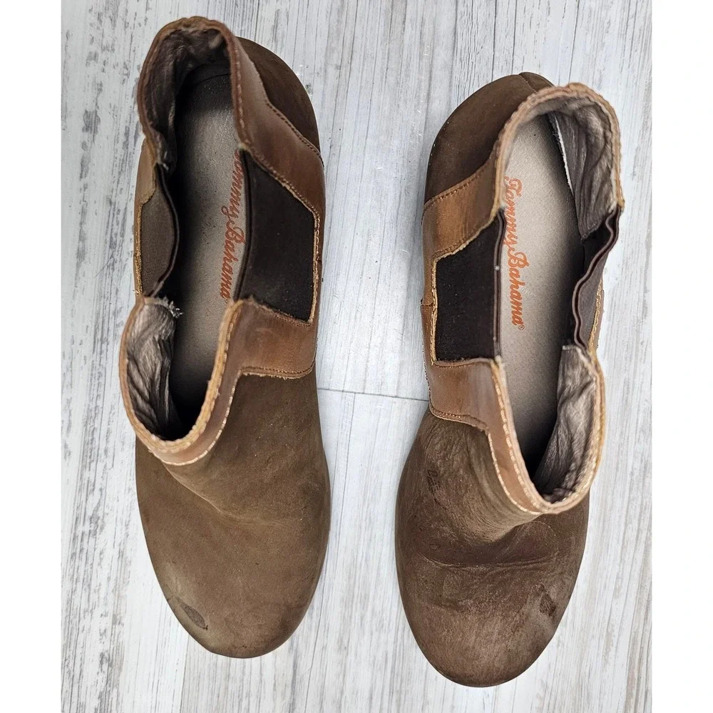 Tommy Bahama Kishiko‎ Suede Leather Wedge Ankle Boots Women's Size 9B Brown